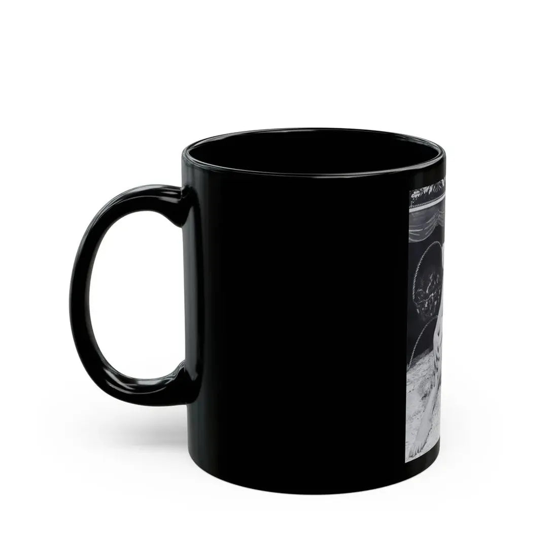 Norma Sykes #186 - [Page 28] Pages 1 of 1 with, 1 B&W Full Body Photo except right foot from Cabaret Aug. '57 Page 28 (Vintage Female Icon) Black Coffee Mug - Go Mug Yourself