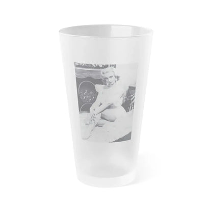 Norma Sykes #186 - [Page 28] Pages 1 of 1 with, 1 B&W Full Body Photo except right foot from Cabaret Aug. '57 Page 28 (Vintage Female Icon) Frosted Pint Glass 16oz 16oz Frosted - Go Mug Yourself