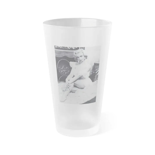 Norma Sykes #186 - [Page 28] Pages 1 of 1 with, 1 B&W Full Body Photo except right foot from Cabaret Aug. '57 Page 28 (Vintage Female Icon) Frosted Pint Glass 16oz 16oz Frosted - Go Mug Yourself