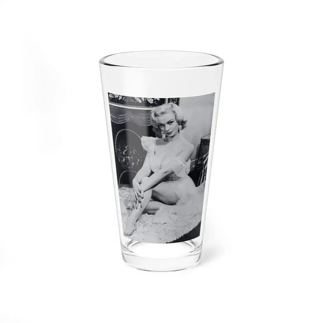Norma Sykes #186 - [Page 28] Pages 1 of 1 with, 1 B&W Full Body Photo except right foot from Cabaret Aug. '57 Page 28 (Vintage Female Icon) Pint Glass 16oz 16oz - Go Mug Yourself