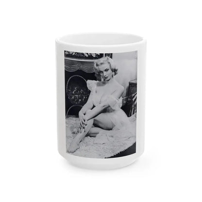 Norma Sykes #186 - [Page 28] Pages 1 of 1 with, 1 B&W Full Body Photo except right foot from Cabaret Aug. '57 Page 28 (Vintage Female Icon) White Coffee Mug 15oz - Go Mug Yourself