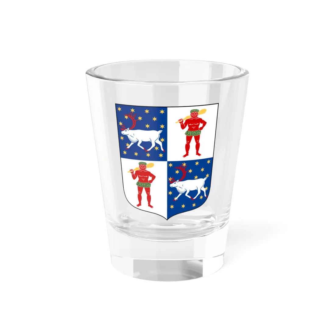Norrbottens läns vapen (Sweden) (Coat of Arms) Shot Glass 1.5oz 1.5oz - Go Mug Yourself