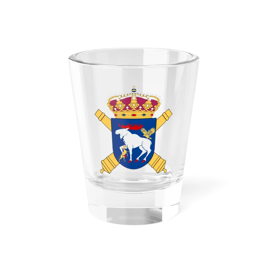 Norrlands artilleriregemente vapen (Sweden) (Coat of Arms) Shot Glass 1.5oz 1.5oz - Go Mug Yourself