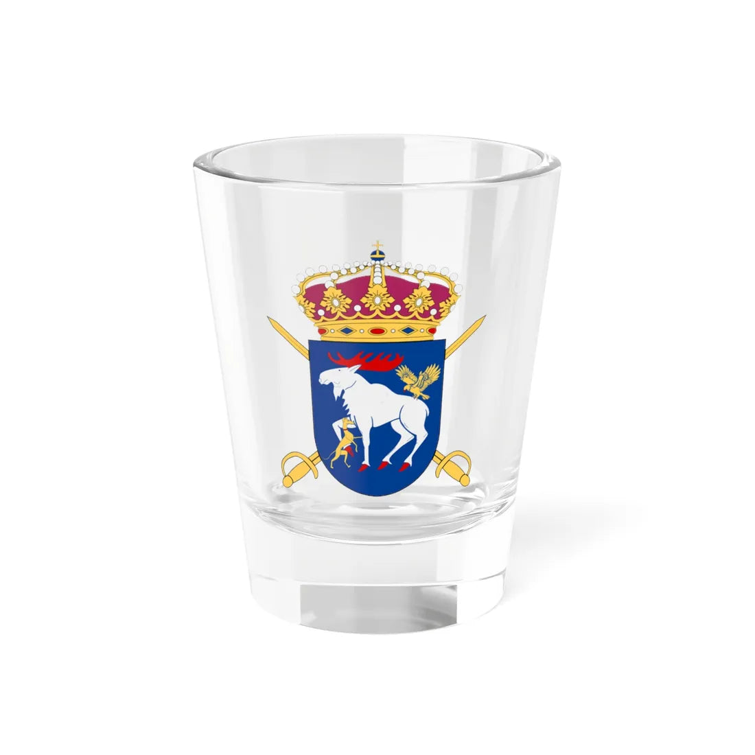 Norrlands dragonregemente vapen (Sweden) (Coat of Arms) Shot Glass 1.5oz 1.5oz - Go Mug Yourself