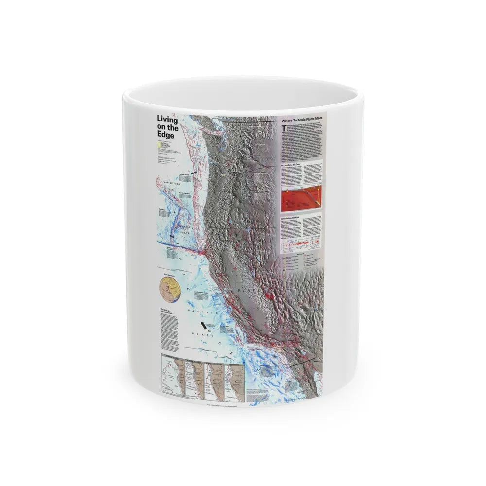 North Amerca - Living on the Edge (1995) (Map) White Coffee Mug-11oz-Go Mug Yourself