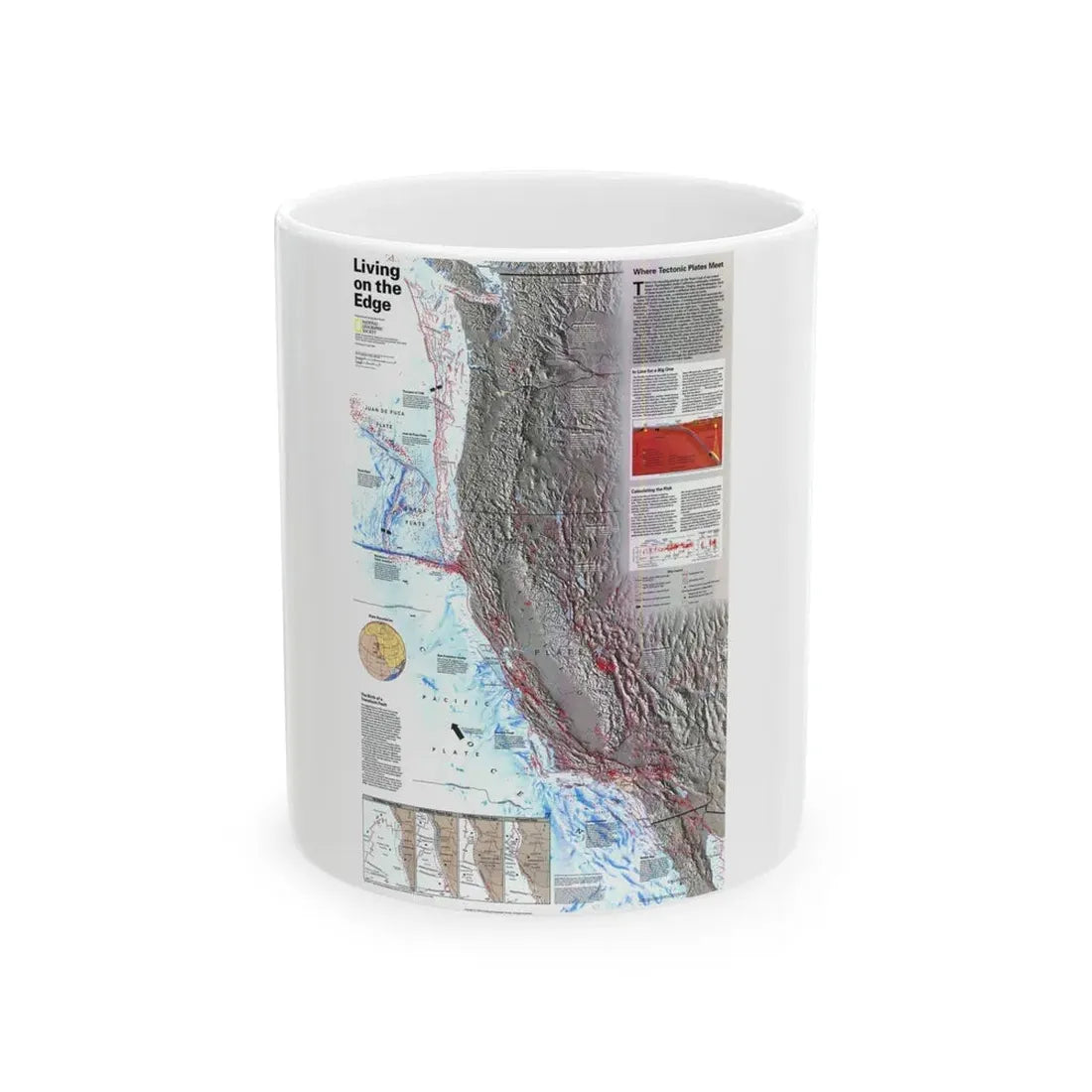 North Amerca - Living on the Edge (1995) (Map) White Coffee Mug 11oz - Go Mug Yourself