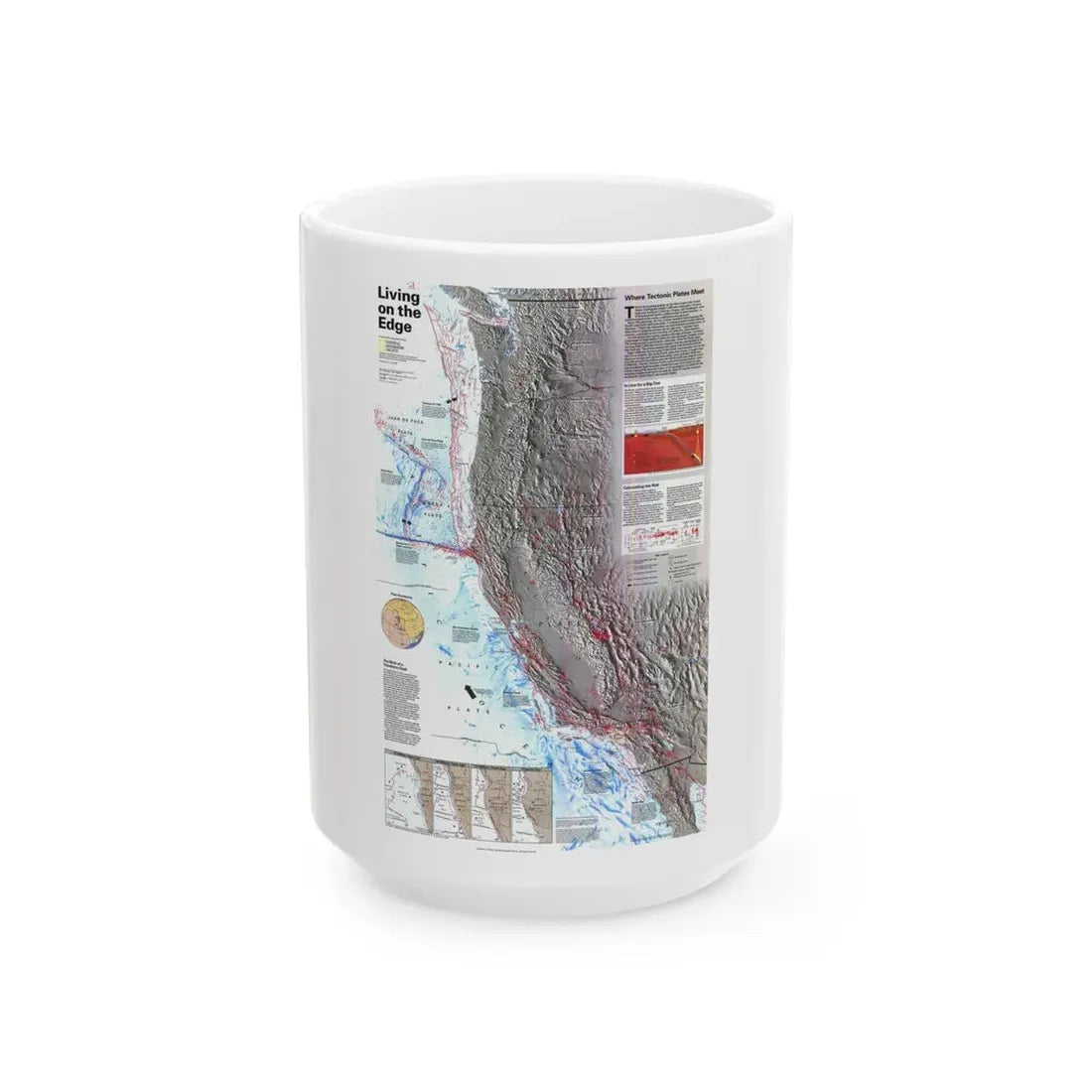 North Amerca - Living on the Edge (1995) (Map) White Coffee Mug 15oz - Go Mug Yourself