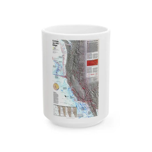 North Amerca - Living on the Edge (1995) (Map) White Coffee Mug 15oz - Go Mug Yourself