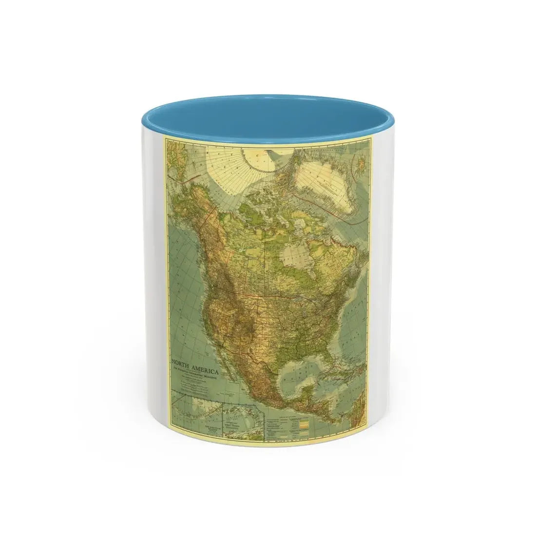 North America (1924) (Map) Accent Coffee Mug 11oz Light Blue - Go Mug Yourself