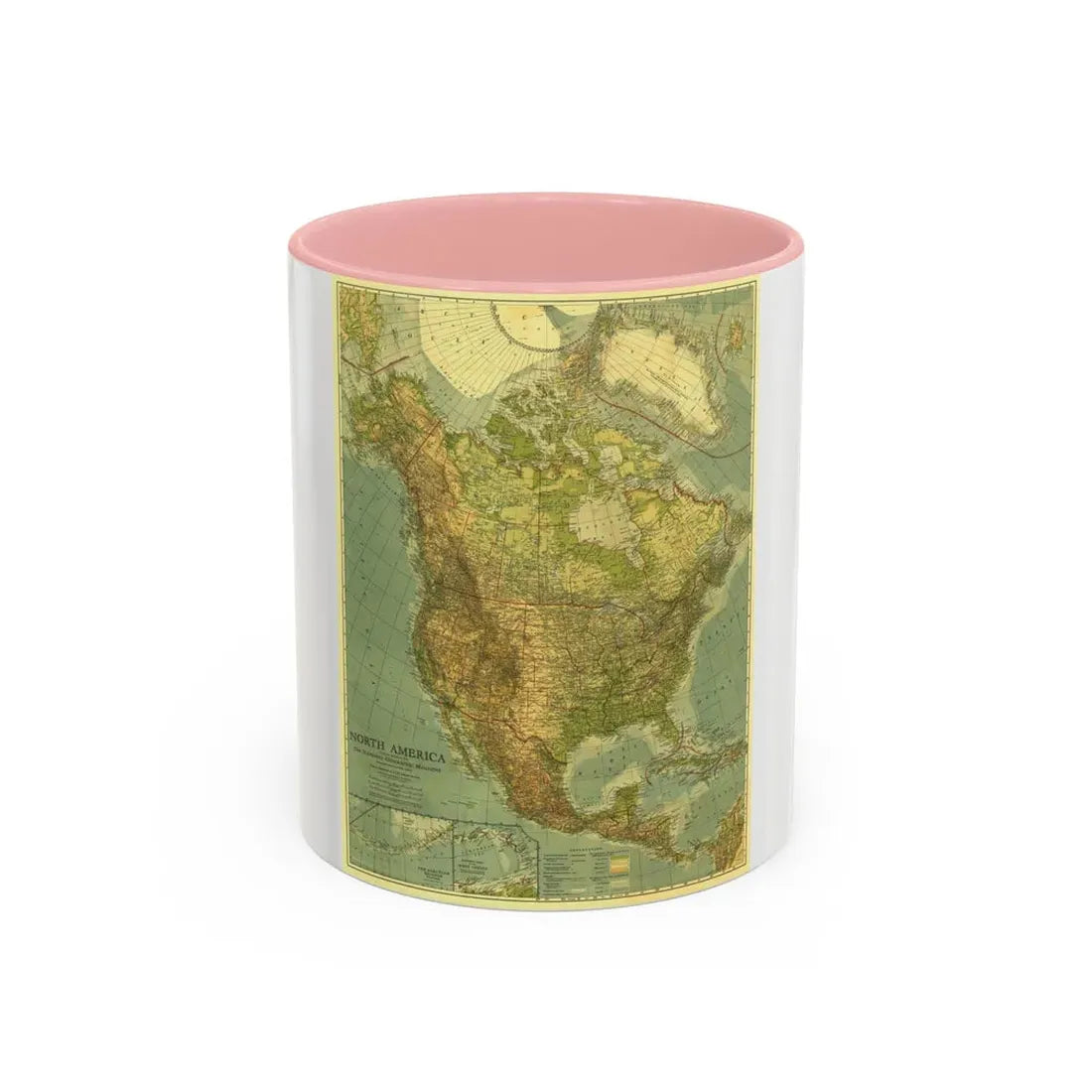 North America (1924) (Map) Accent Coffee Mug 11oz Pink - Go Mug Yourself