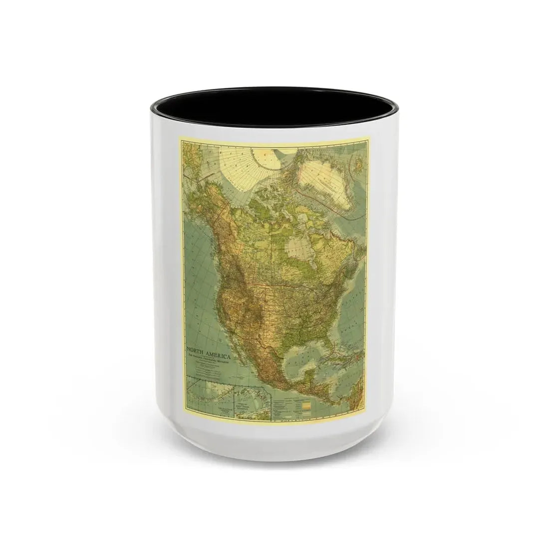 North America (1924) (Map) Accent Coffee Mug 15oz Black - Go Mug Yourself