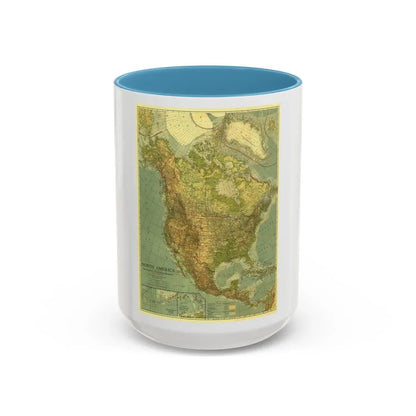 North America (1924) (Map) Accent Coffee Mug 15oz Light Blue - Go Mug Yourself