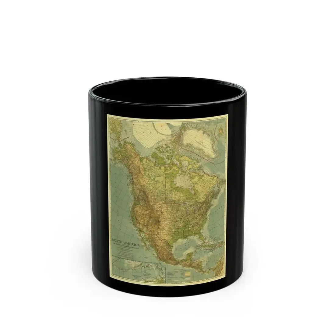 North America (1924) (Map) Black Coffee Mug 11oz - Go Mug Yourself
