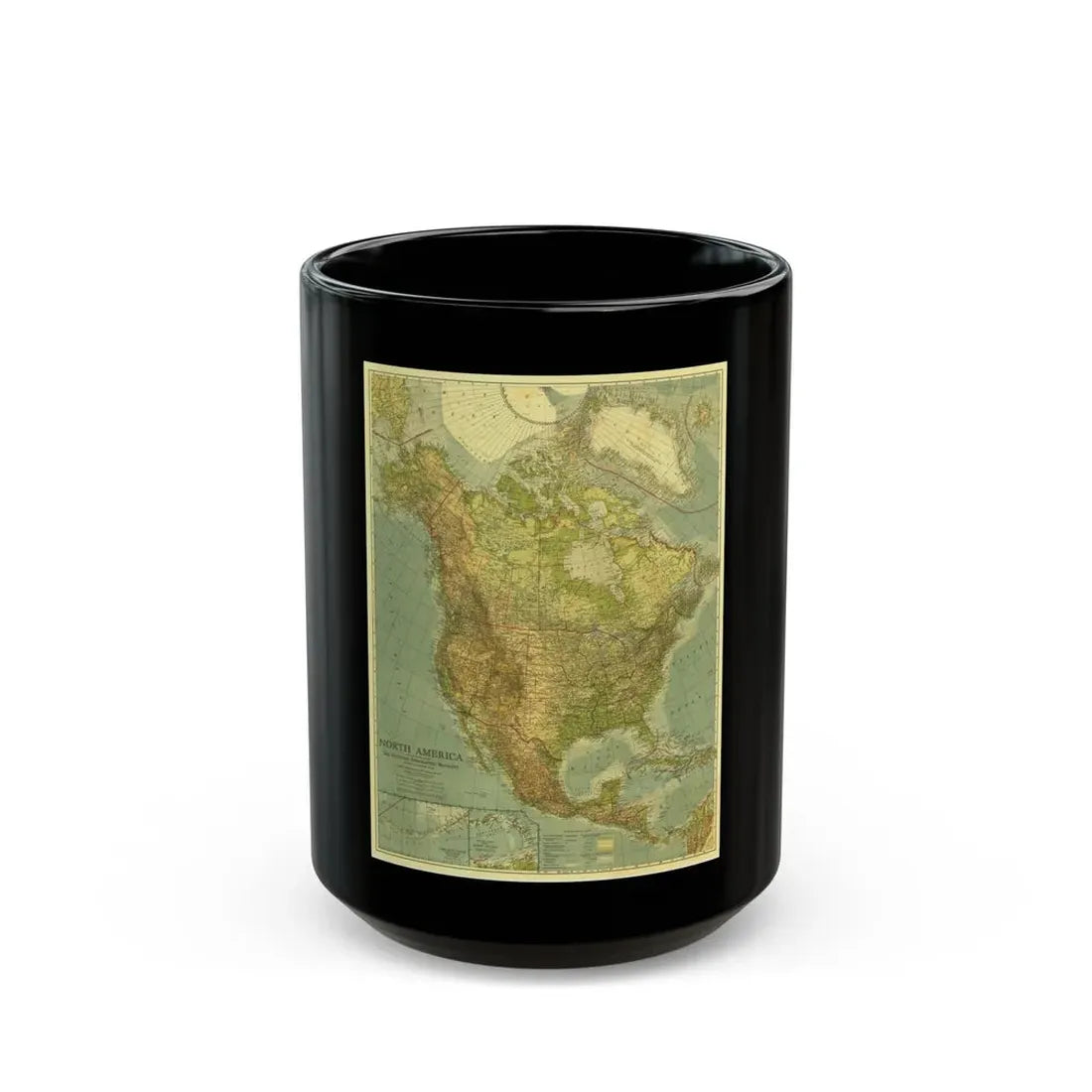North America (1924) (Map) Black Coffee Mug 15oz - Go Mug Yourself