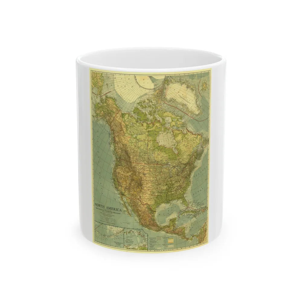 North America (1924) (Map) White Coffee Mug-11oz-Go Mug Yourself