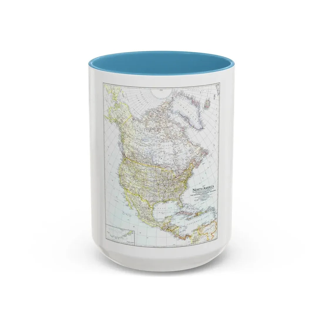 North America (1942) (Map) Accent Coffee Mug 15oz Light Blue - Go Mug Yourself