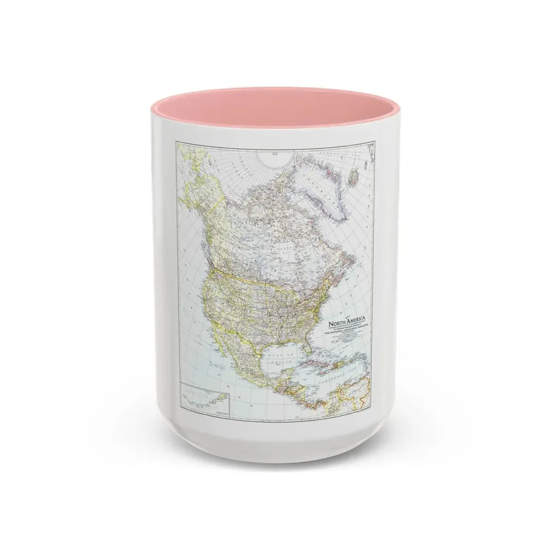 North America (1942) (Map) Accent Coffee Mug 15oz Pink - Go Mug Yourself