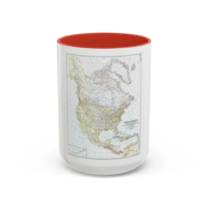 North America (1942) (Map) Accent Coffee Mug 15oz Red - Go Mug Yourself