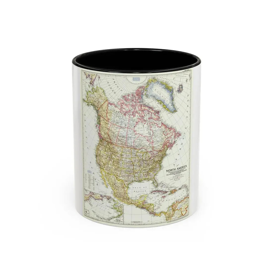 North America (1952) (Map) Accent Coffee Mug 11oz Black - Go Mug Yourself