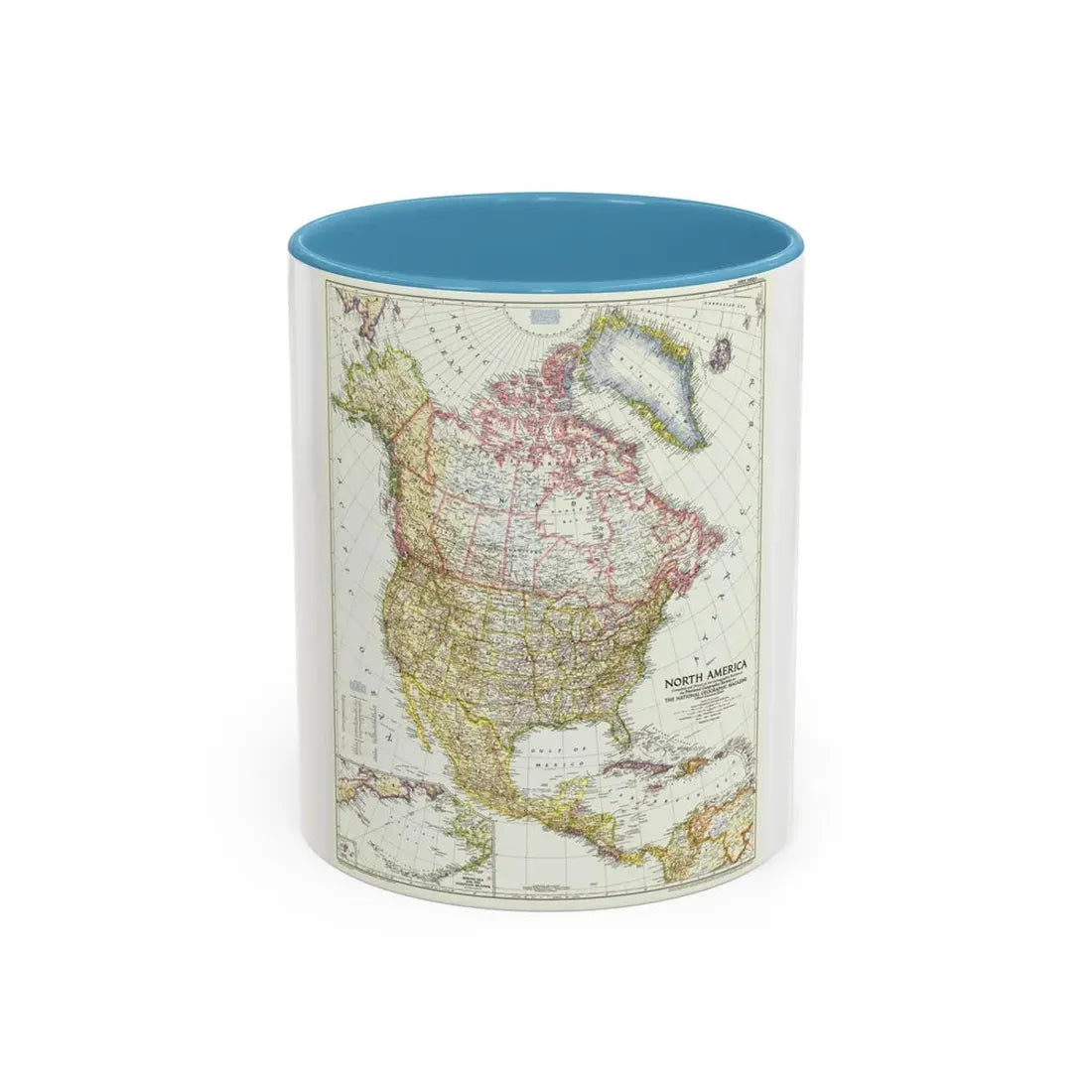 North America (1952) (Map) Accent Coffee Mug 11oz Light Blue - Go Mug Yourself