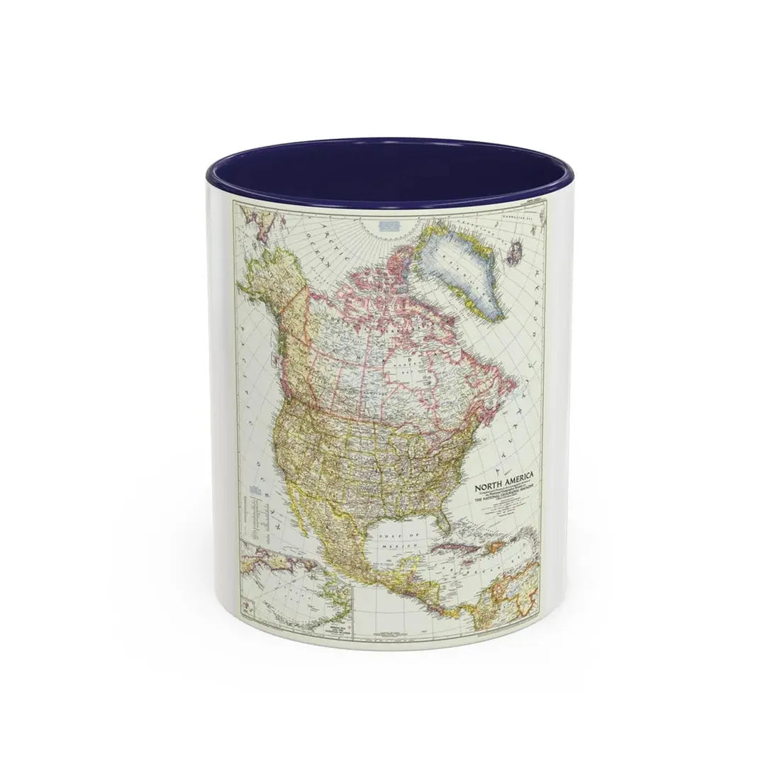 North America (1952) (Map) Accent Coffee Mug 11oz Navy - Go Mug Yourself