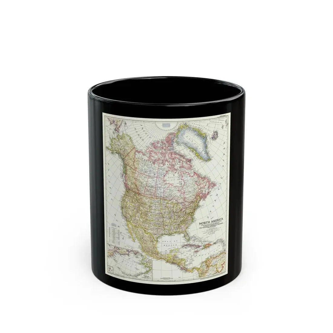 North America (1952) (Map) Black Coffee Mug 11oz - Go Mug Yourself