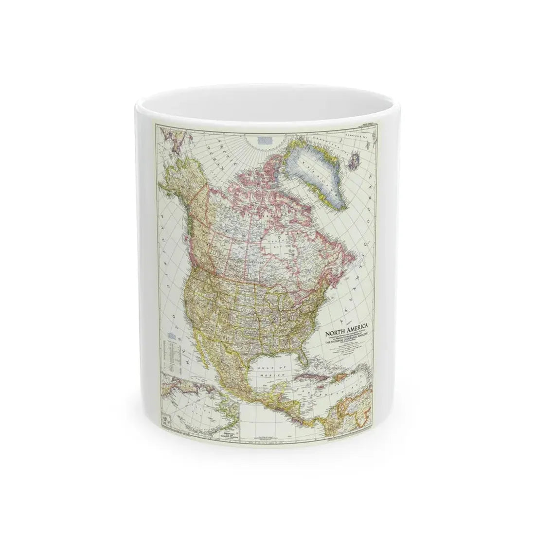 North America (1952) (Map) White Coffee Mug 11oz - Go Mug Yourself