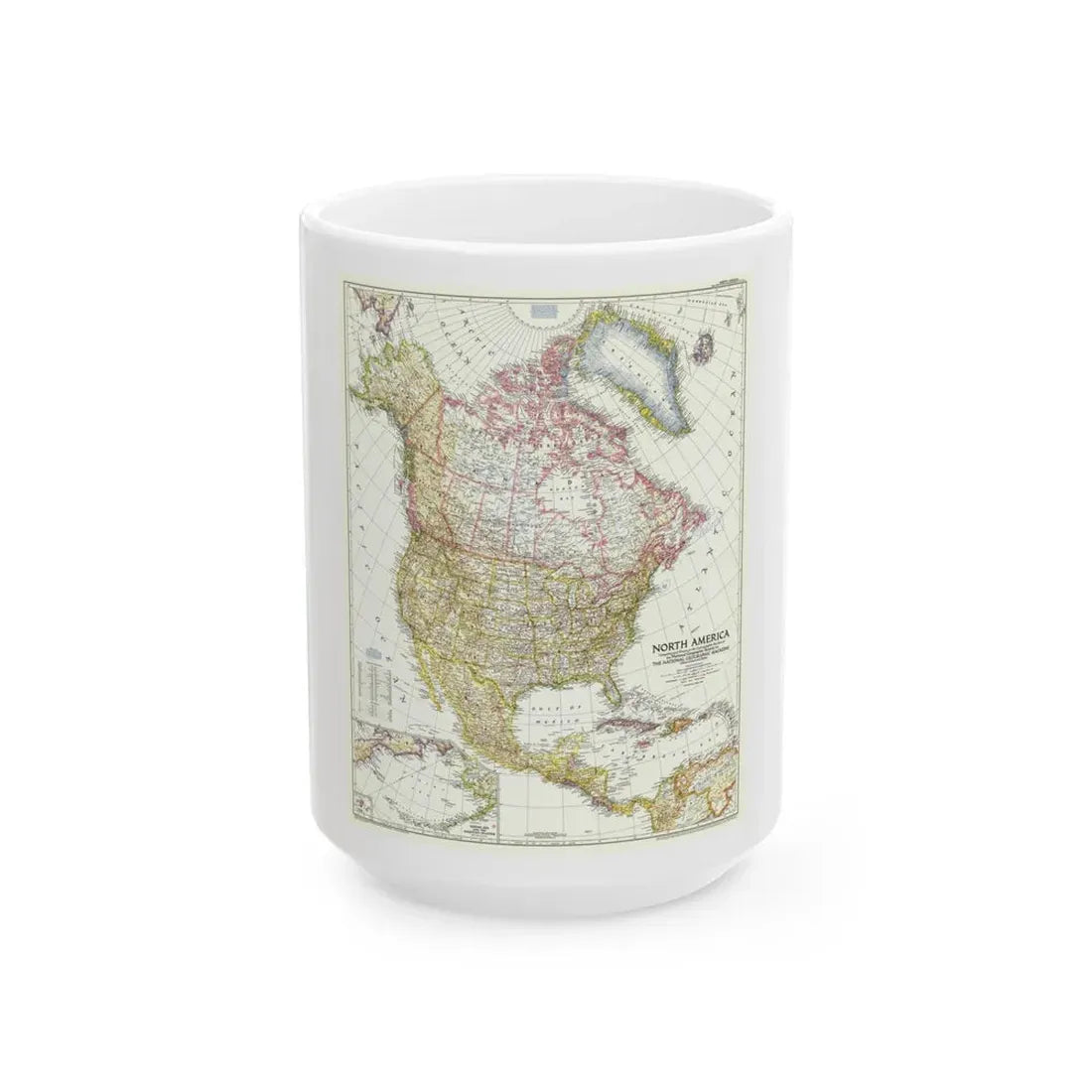 North America (1952) (Map) White Coffee Mug 15oz - Go Mug Yourself