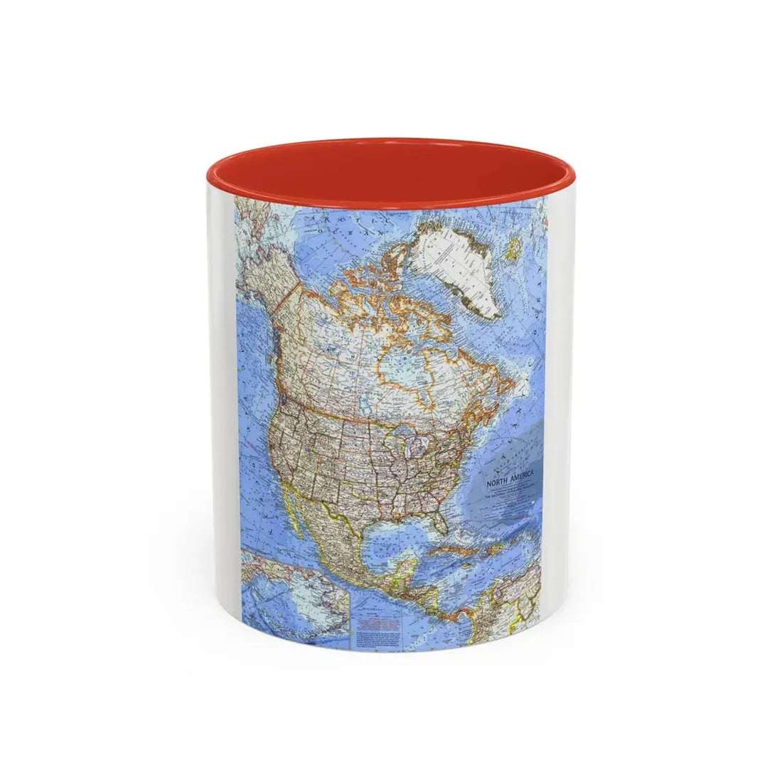 North America (1964) (Map) Accent Coffee Mug 11oz Red - Go Mug Yourself