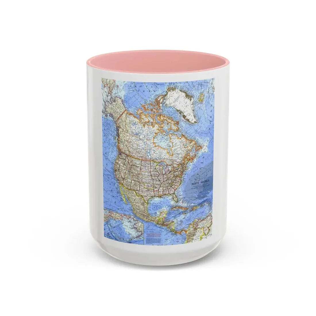 North America (1964) (Map) Accent Coffee Mug 15oz Pink - Go Mug Yourself