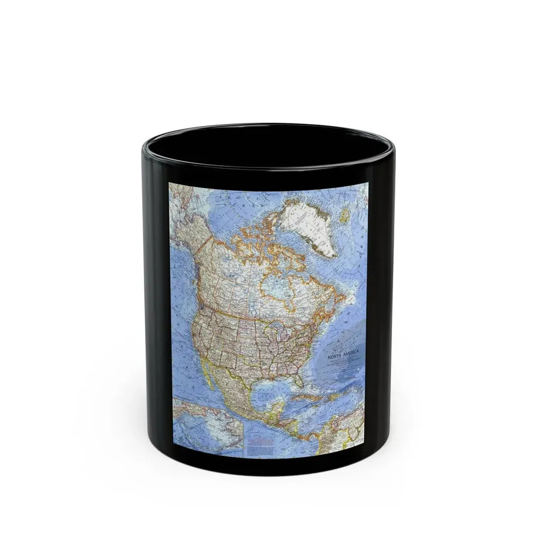 North America (1964) (Map) Black Coffee Mug 11oz - Go Mug Yourself