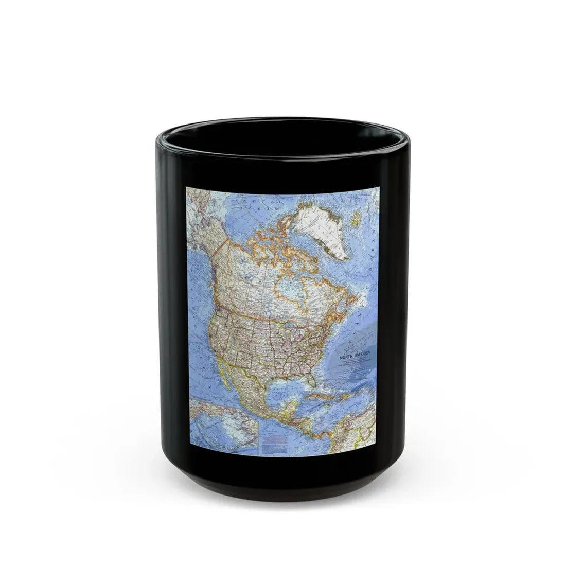 North America (1964) (Map) Black Coffee Mug 15oz - Go Mug Yourself