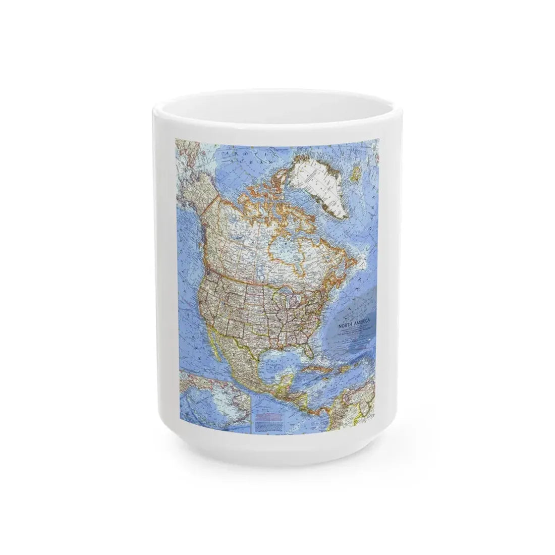 North America (1964) (Map) White Coffee Mug 15oz - Go Mug Yourself