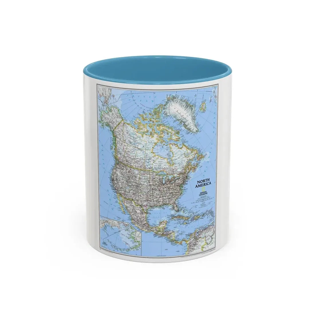 North America (2005) (Map) Accent Coffee Mug 11oz Light Blue - Go Mug Yourself