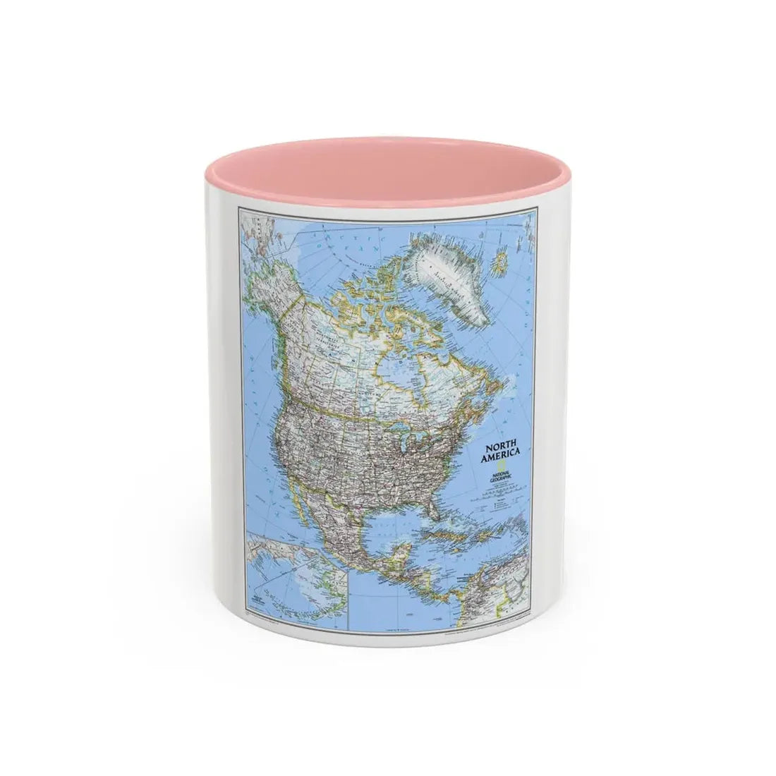 North America (2005) (Map) Accent Coffee Mug 11oz Pink - Go Mug Yourself