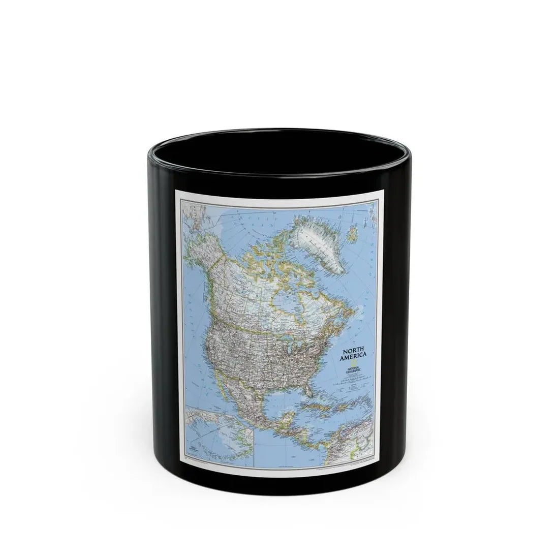 North America (2005) (Map) Black Coffee Mug 11oz - Go Mug Yourself