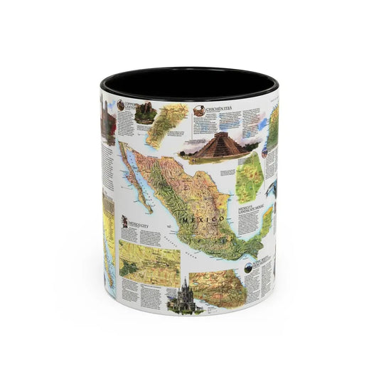 North America - A Traveller's Map of Mexico (1994) (Map) Accent Coffee Mug 11oz Black - Go Mug Yourself