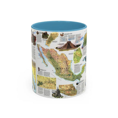 North America - A Traveller's Map of Mexico (1994) (Map) Accent Coffee Mug 11oz Light Blue - Go Mug Yourself