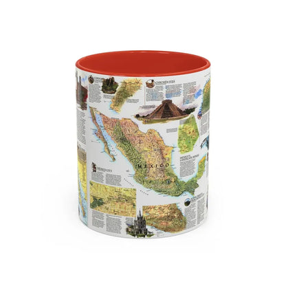 North America - A Traveller's Map of Mexico (1994) (Map) Accent Coffee Mug 11oz Red - Go Mug Yourself