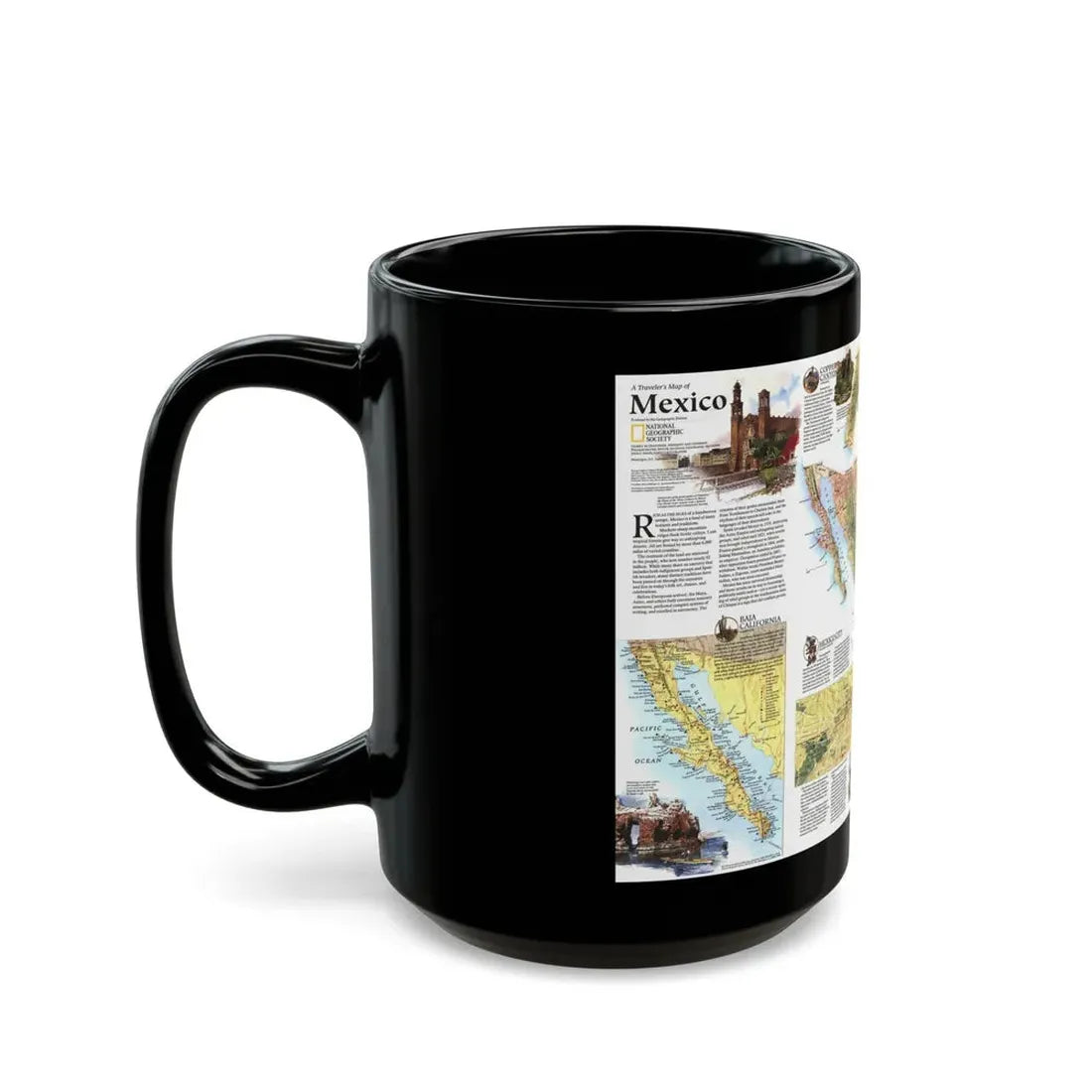 North America - A Traveller's Map of Mexico (1994) (Map) Black Coffee Mug - Go Mug Yourself
