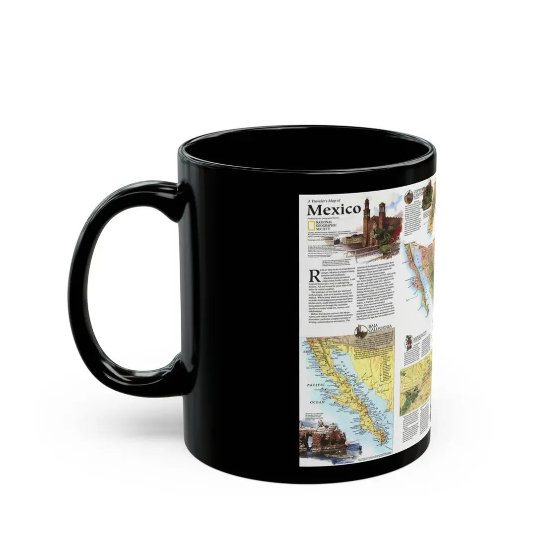 North America - A Traveller's Map of Mexico (1994) (Map) Black Coffee Mug - Go Mug Yourself