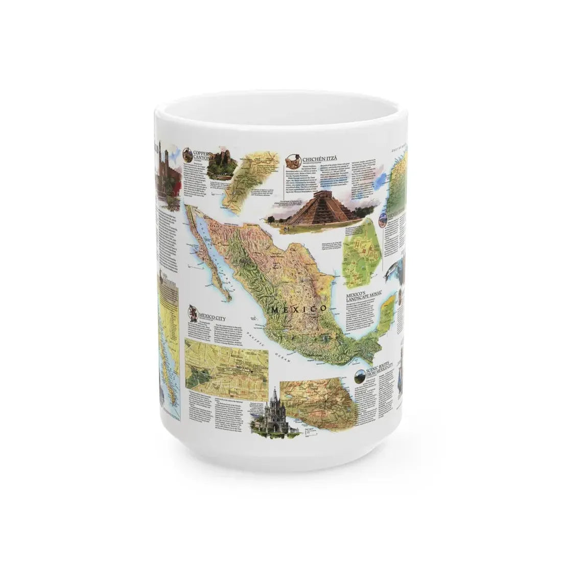 North America - A Traveller's Map of Mexico (1994) (Map) White Coffee Mug 15oz - Go Mug Yourself