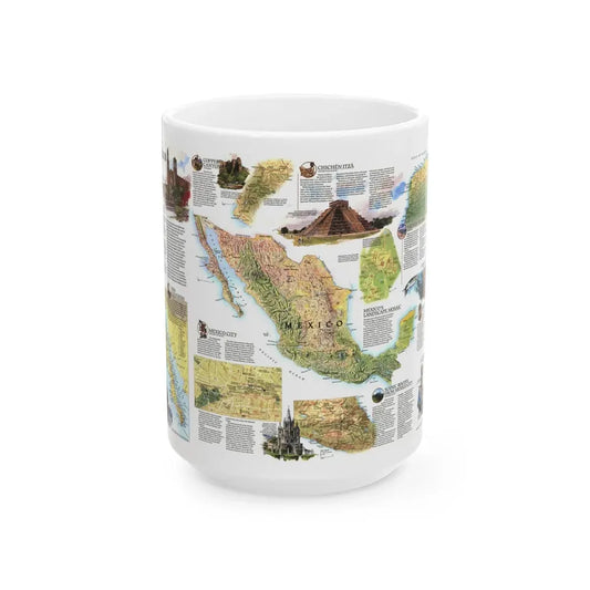 North America - A Traveller's Map of Mexico (1994) (Map) White Coffee Mug 15oz - Go Mug Yourself