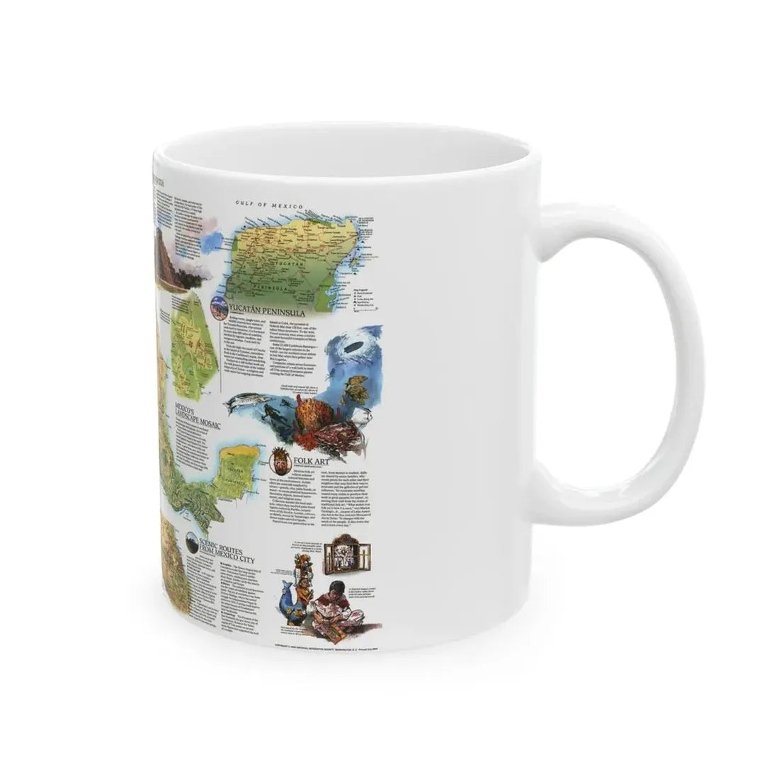 North America - A Traveller's Map of Mexico (1994) (Map) White Coffee Mug - Go Mug Yourself