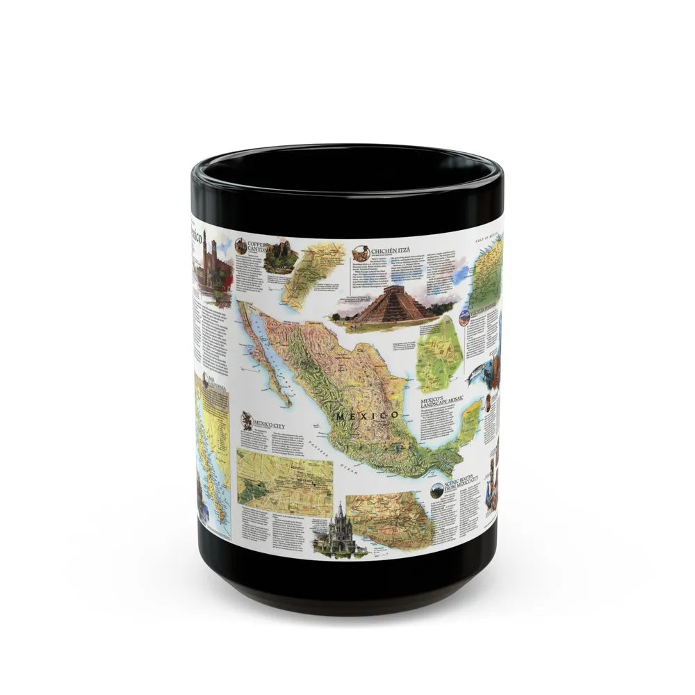 North America - A Traveller's Map of Mexico (1994) (Map) Black Coffee Mug-15oz-Go Mug Yourself