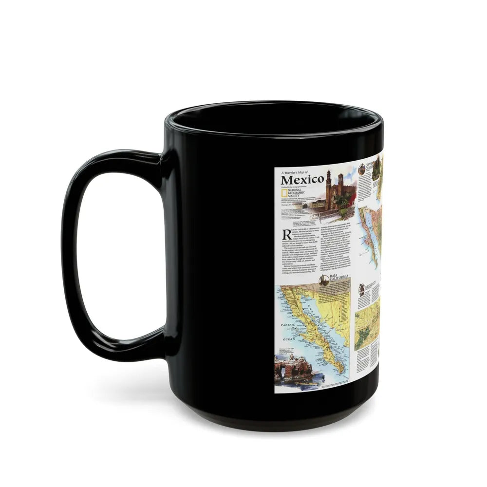 North America - A Traveller's Map of Mexico (1994) (Map) Black Coffee Mug-Go Mug Yourself