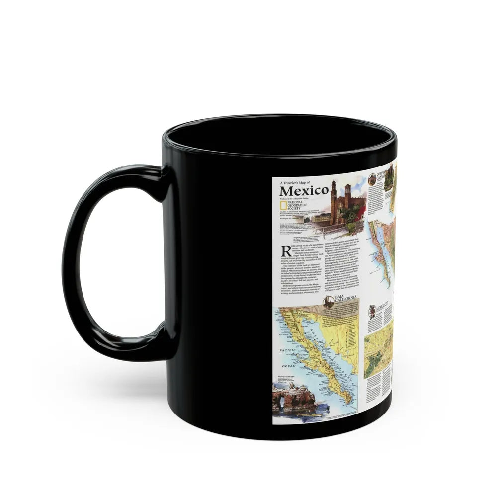 North America - A Traveller's Map of Mexico (1994) (Map) Black Coffee Mug-Go Mug Yourself