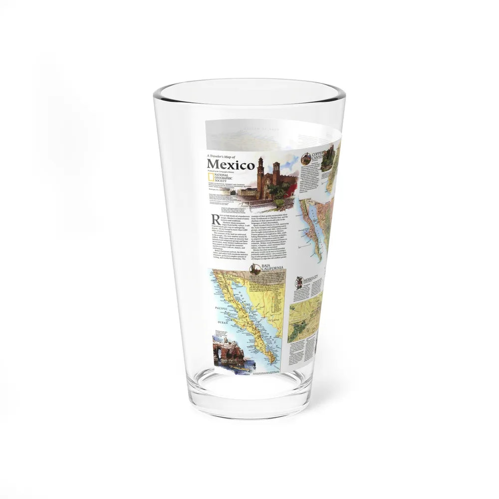 North America - A Traveller's Map of Mexico (1994) (Map) Pint Glass 16oz-Go Mug Yourself