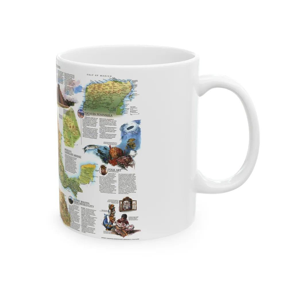 North America - A Traveller's Map of Mexico (1994) (Map) White Coffee Mug-Go Mug Yourself