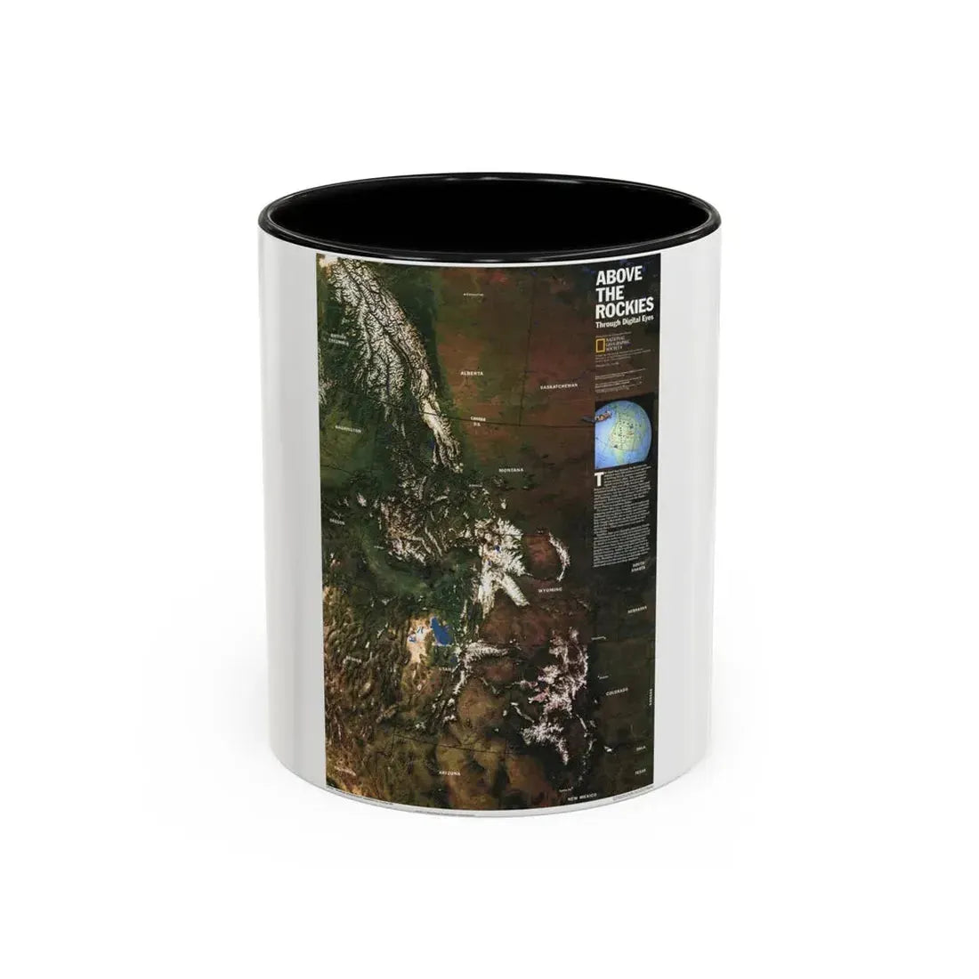 North America - Above the Rockies Through Digital Eyes (1995) (Map) Accent Coffee Mug 11oz Black - Go Mug Yourself
